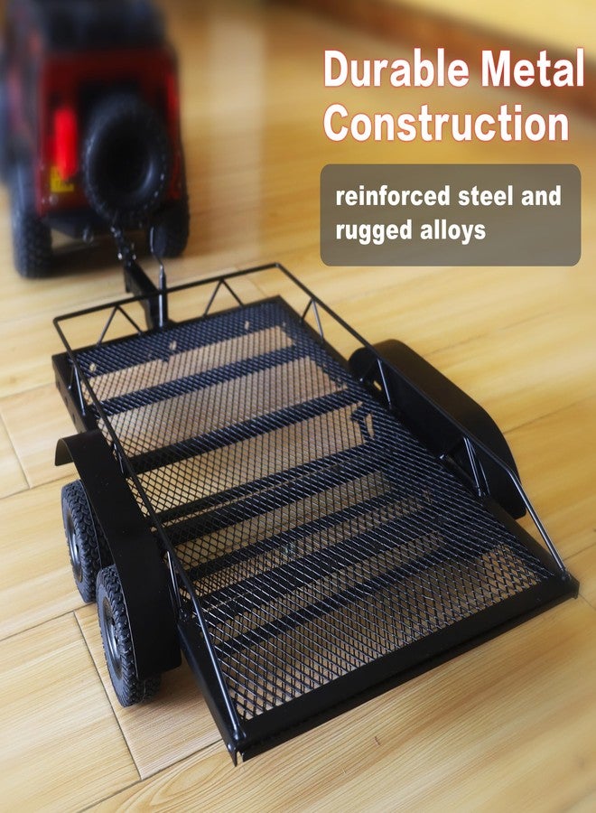 HOPLEX مقطورة سيارات HOPLEX 1/10 RC، مقطورة معدنية شديدة التحمل لسيارات التحكم عن بعد 1/10 TRX4 TRX6 SCX10 Gen7 Gen8، تتضمن مستقبل وصلة جر وحزام ونش حركي - Image 5
